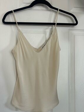 Abercrombie & Fitch Cream Satin V-Neck Spaghetti Strap Cami